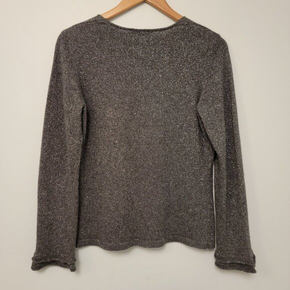 Ann Taylor Cashmere Sweater V-Neck Black Silver Metallic Sz PM Long Sleeve - Picture 3 of 6